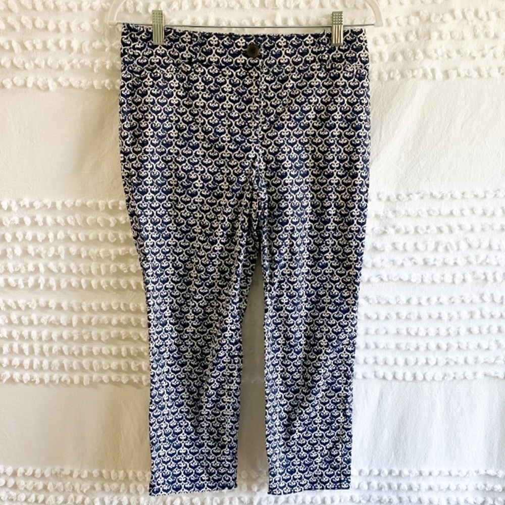 Talbots petite perfect crop navy print pants 2P